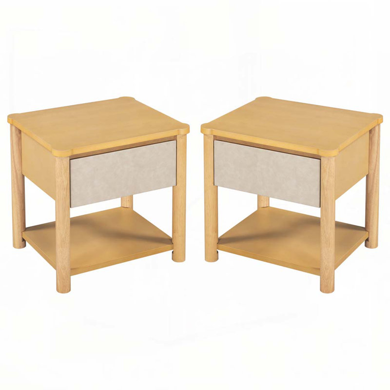 Table de chevet en bois Farmhouse, Naturel / Beige