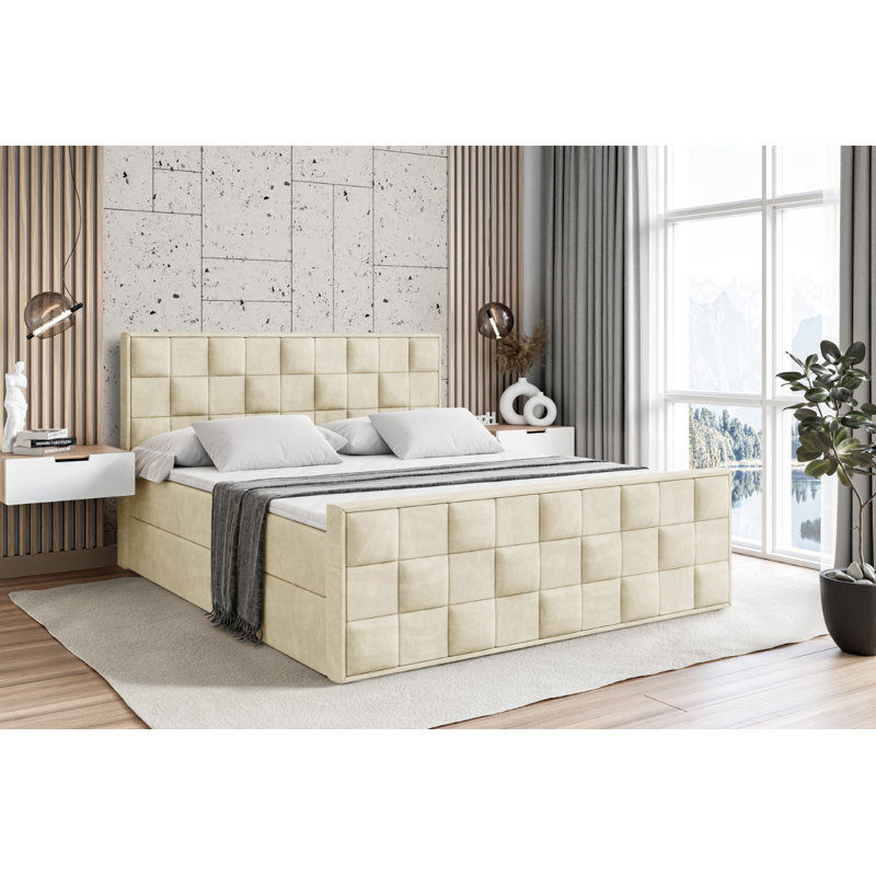 Ryah Bed with Mattress, 120 x 200cm, Beige