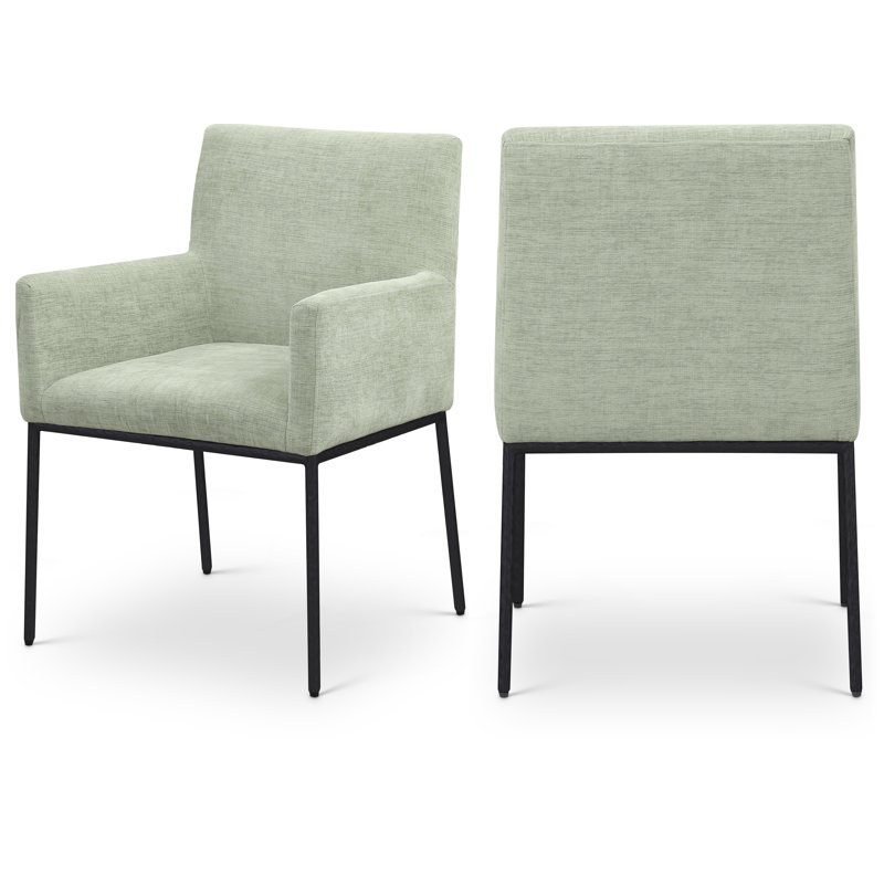 Chaise en chenille Reeves, Noir mat, Tissu chenille menthe