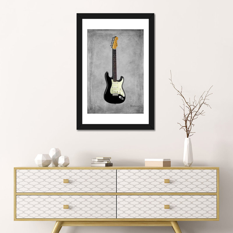« garde-boue stratocaster 59 », impression sur toile tendue, H 24 po x l 16 po x P 1 po, Papier d'art encadré noir, Blanc