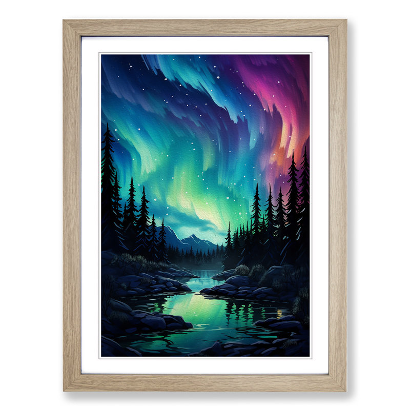 Single Picture Frame Print on Wood, Oak Framed, 34cm H x 25cm W