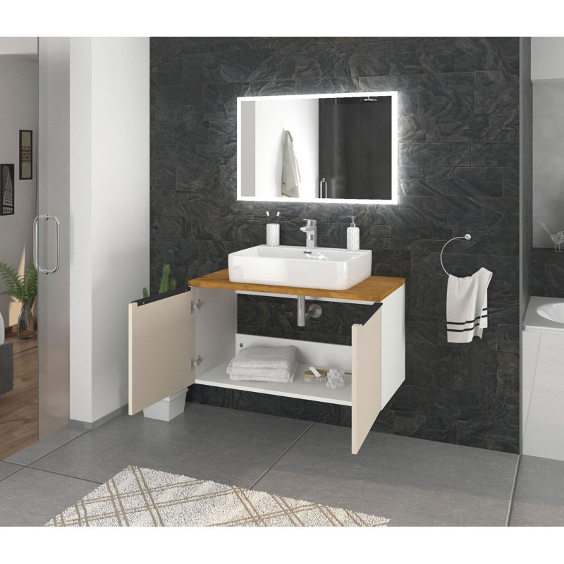 Bathroom Vanity with Basin, Alpine white/cream/oak