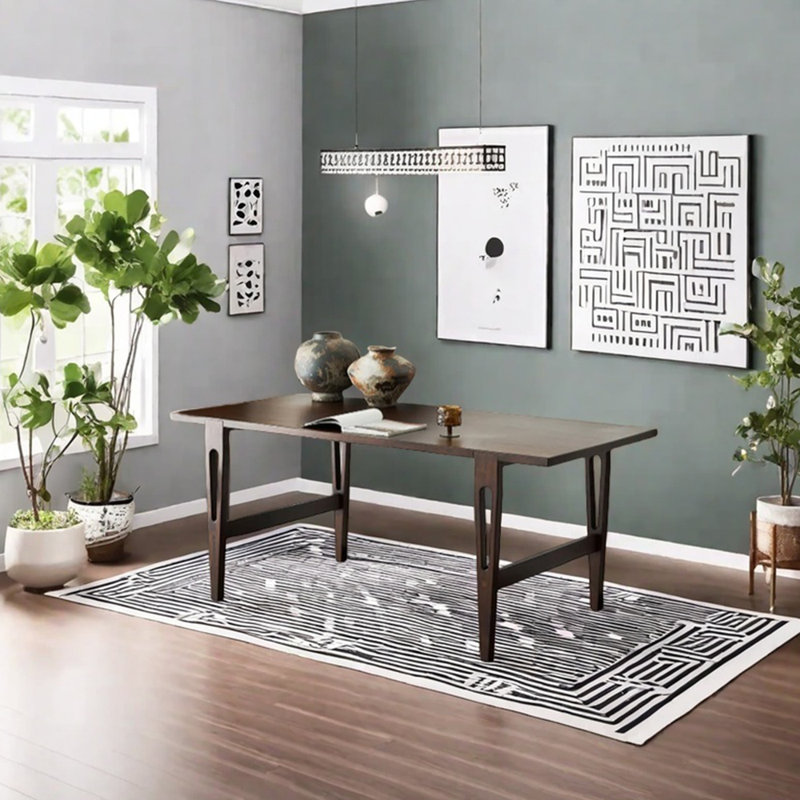 Unique rectangle ash wood dining table, 29.53"H x 55.12"L x 31.5"W