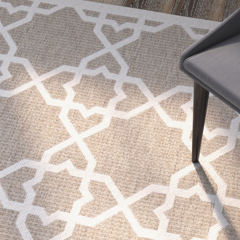 Dirks Performance Geometric Indoor/Outdoor Area Rug, Round 7'1"