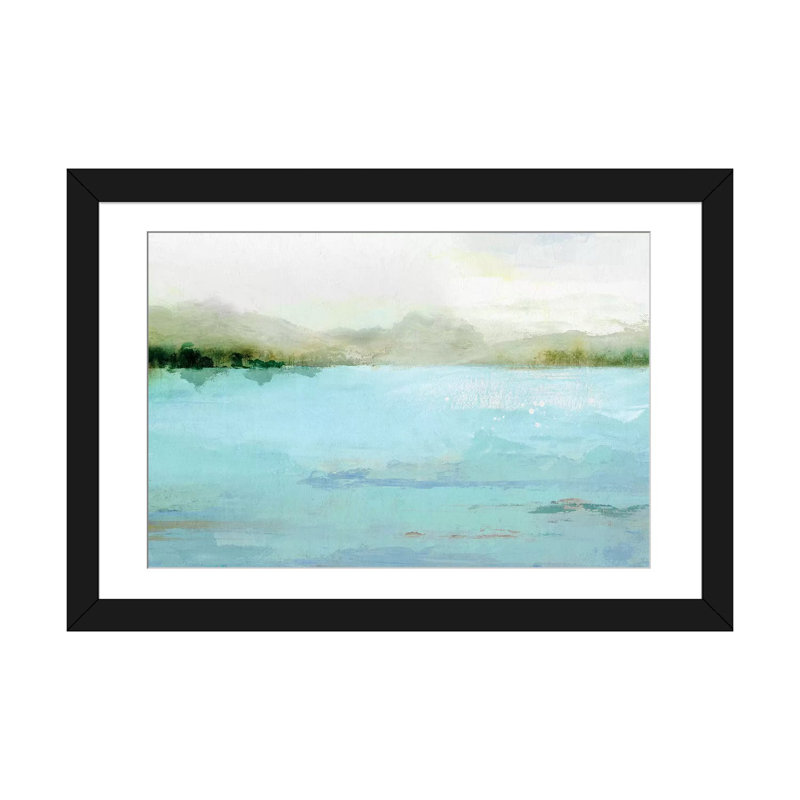 « lake », impression sur toile, Papier d'art encadré noir, Blanc, H 24 po x l 32 po x P 1 po