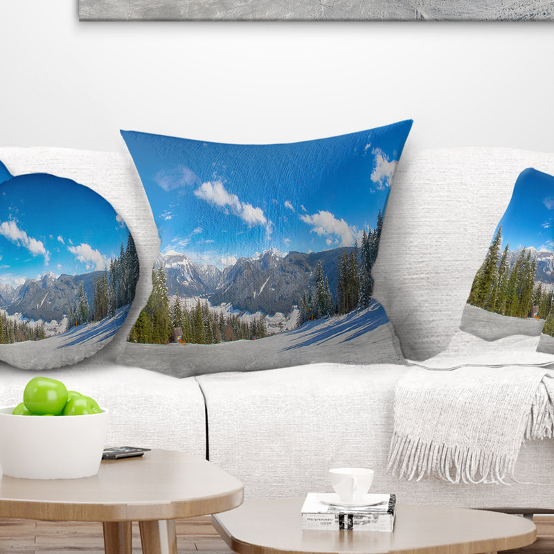 Coussin de paysage avec paysage alpin autrichien, 16 po x 1 po, Coussin décoratif