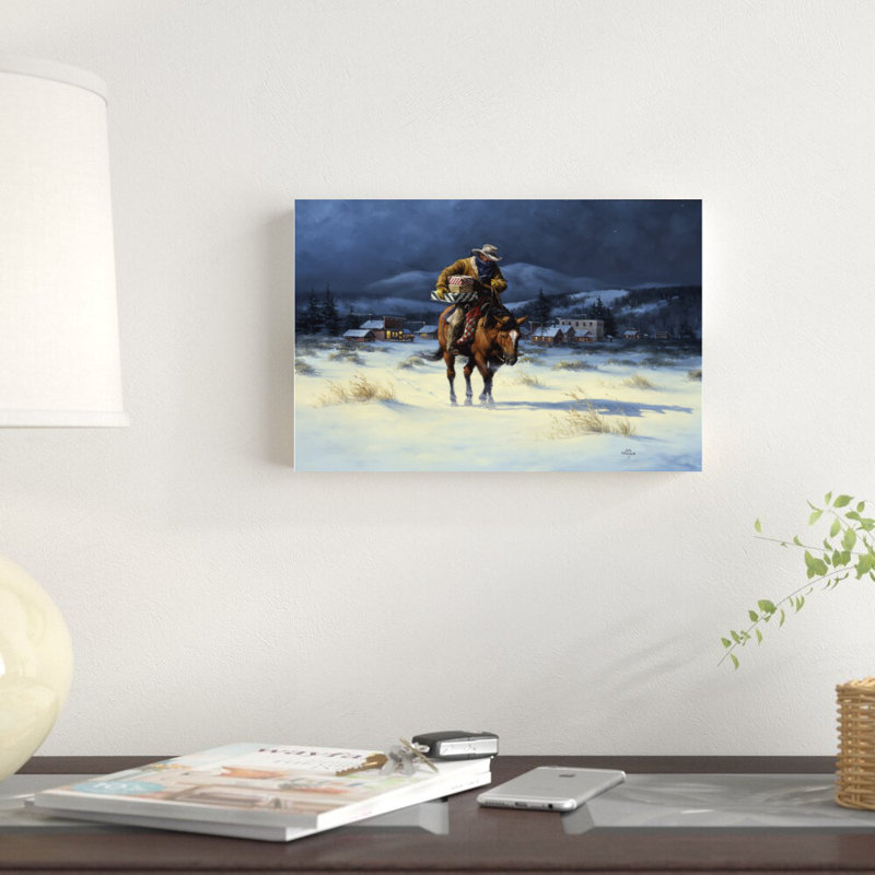«Bringing Christmas Home» par Jack Sorenson - peinture sur toile tendue, H 8 po x l 12 po