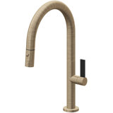 Pull-Down Kitchen Faucet With Button Sprayer - Low Arc Spout