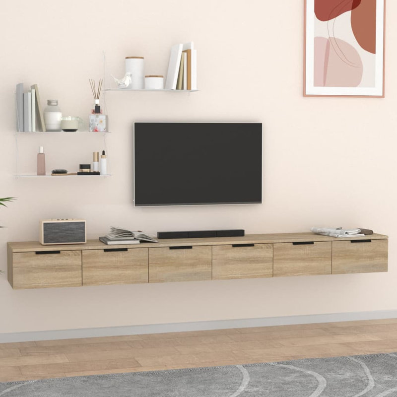 6 Piece Floating Shelf, Sonoma Oak