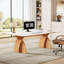 Bureau de direction 63 po avec pieds en bois épaissi, grand bureau d'ordinateur moderne