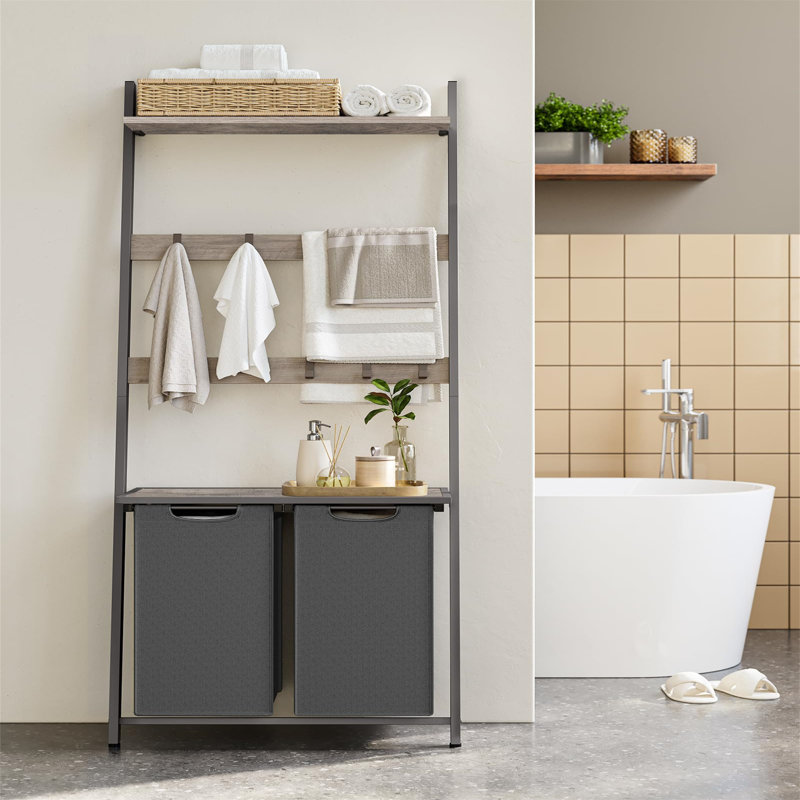 Metal Laundry Basket, Heither Greige/Slate Grey