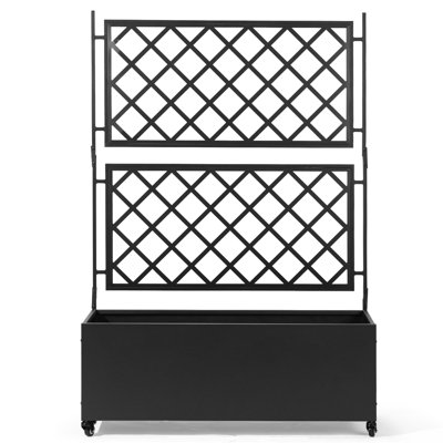 47 X 15.75 X 70 In. Iron Rolling Planter Box With Trellis
