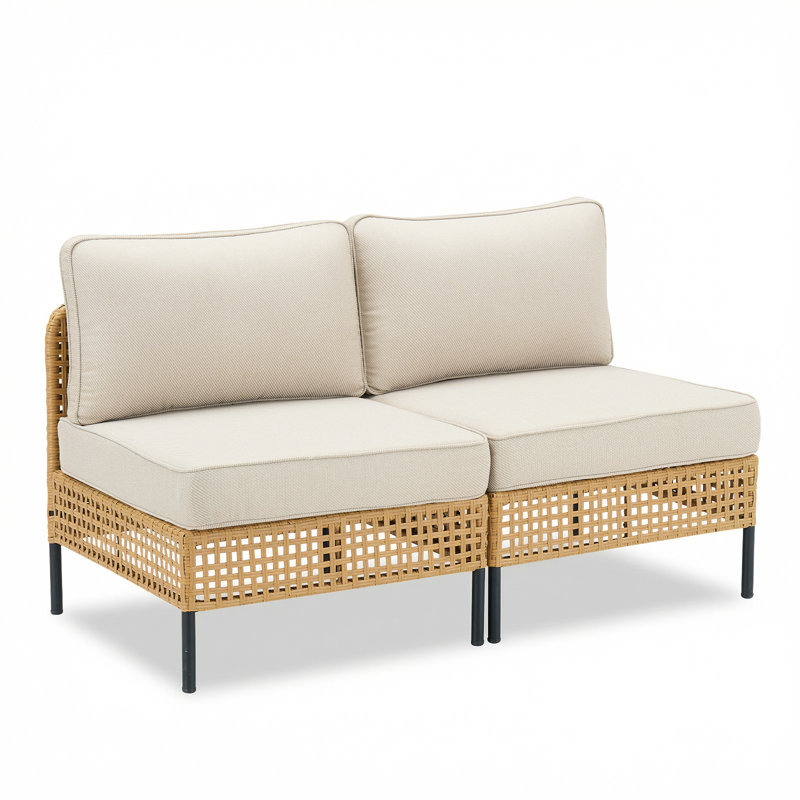 Modern Modular Outdoor Wicker Loveseat Patio Sofa Sectional Seating With Cushions