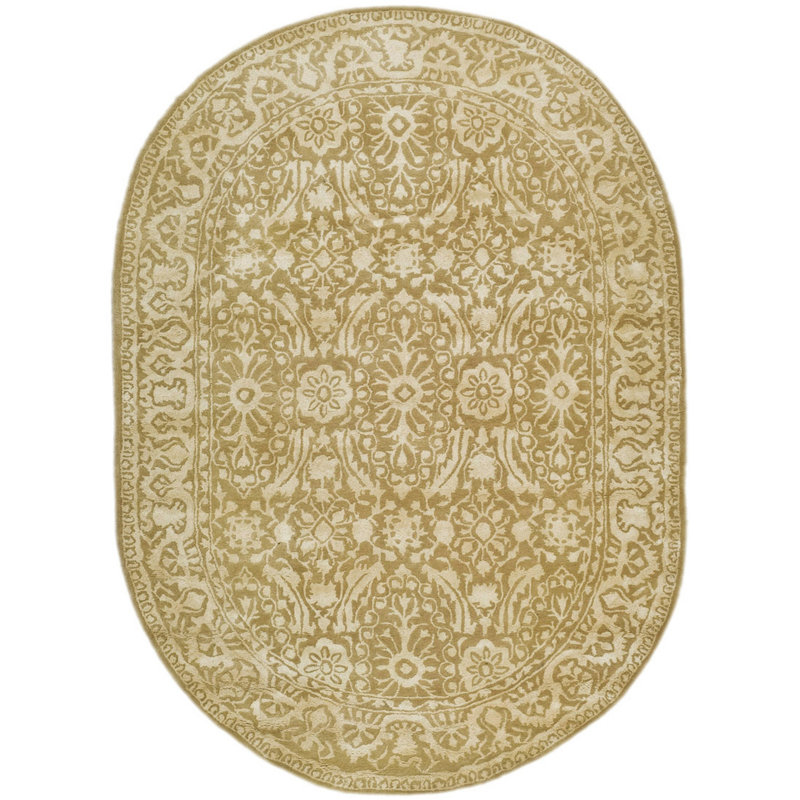 Tapis oriental en laine et viscose touffeté à la main Braxtan Silk Road, Ovale 7 pi 6 po x 9 pi 6 po