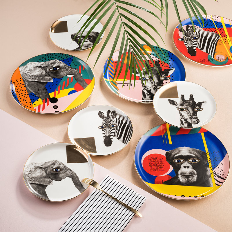 Wild Life Set of 6 Zebra Dinner Plates, 28cm