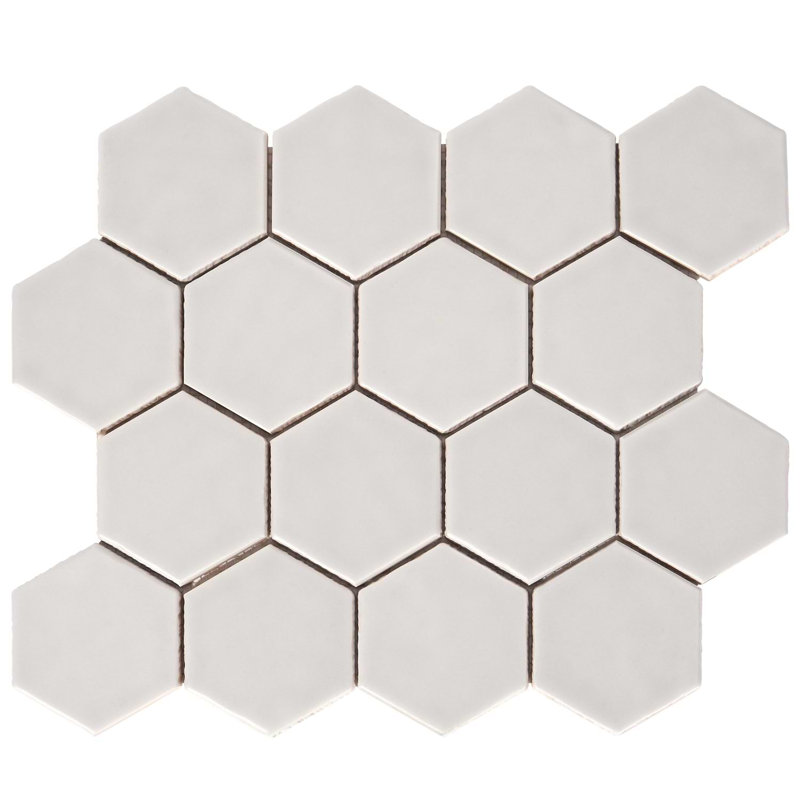 Meadowmere 3" Hexagon Matte Ceramic Tile, Cement Gray