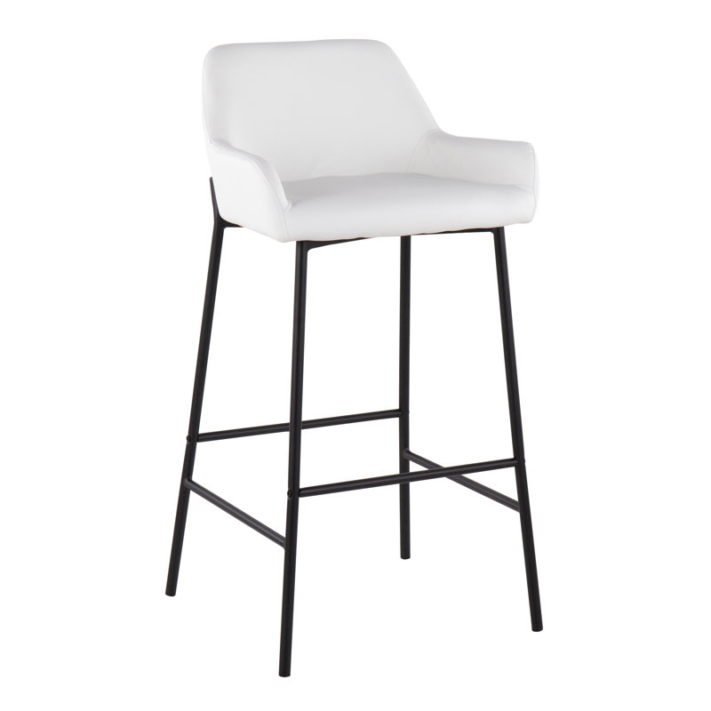 Cassiopeia Upholstered Counter Stool with Steel Frame, White/Black, Bar Stool (30” Seat Height)