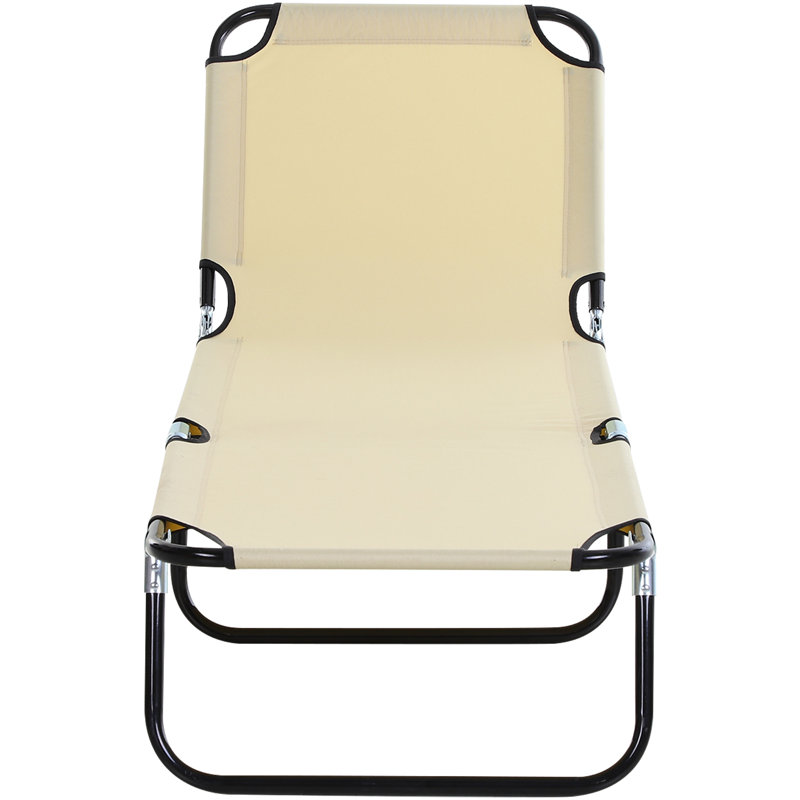 Goddard Outsunny Folding Chaise Lounge Pool Chairs, Outdoor Sun Tanning Chairs with 5-Level Reclining Back, Steel Frame for Beach, Yard, Patio