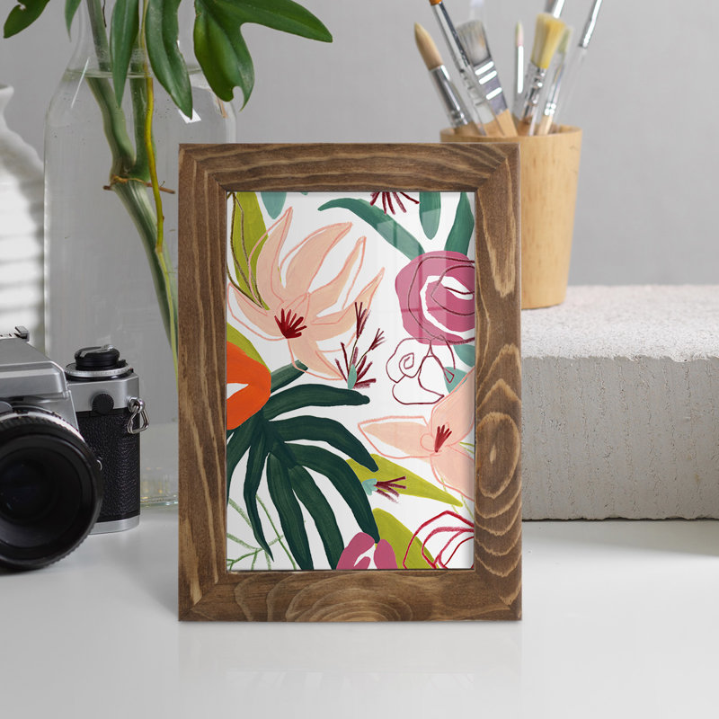 «Tropical Confetti III», cadre photo unique, impression, H 8 po x l 6 po x P 1 po, Noyer