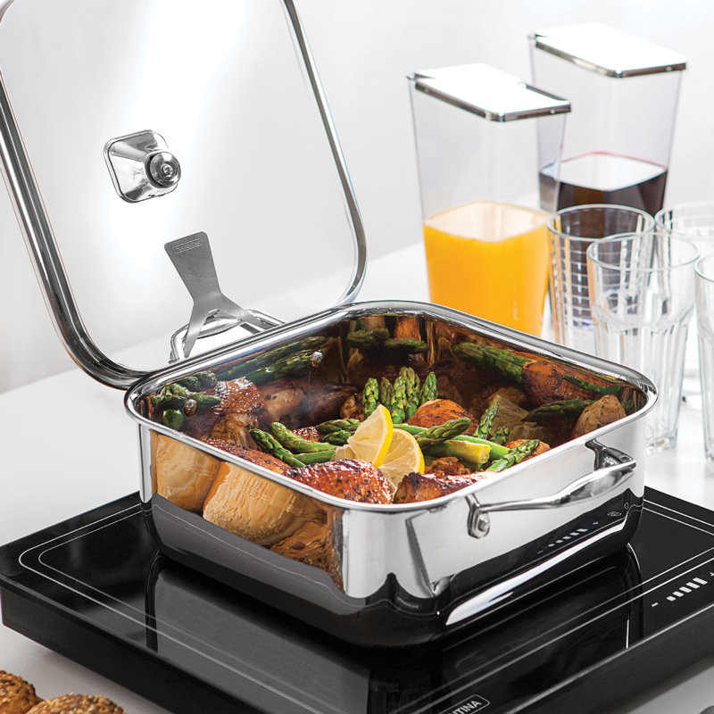 Tramontina Tri-Ply Clad 11 in, Stainless Steel Roasting Pan