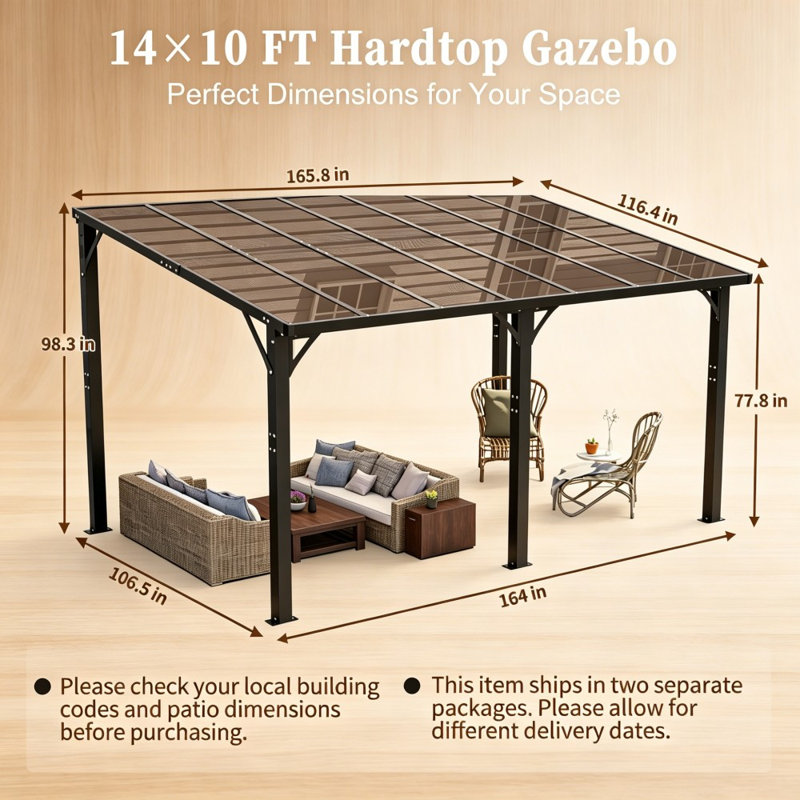 14x10 Ft Hardtop Gazebo