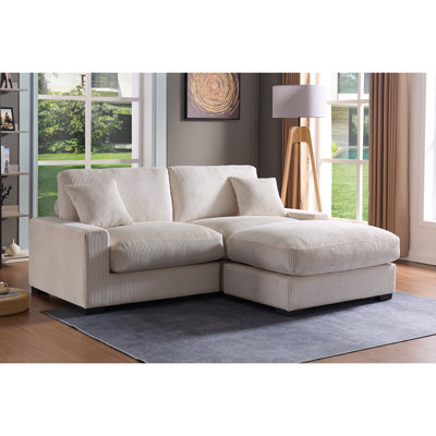 Modular Sectional Sofa,4 Seater Oversized Sectional Sofa, Corduroy Fabric with 2 Ottoman Bench and 2 Pillows, Modular Sectionals Sofa Couch for Living Room
