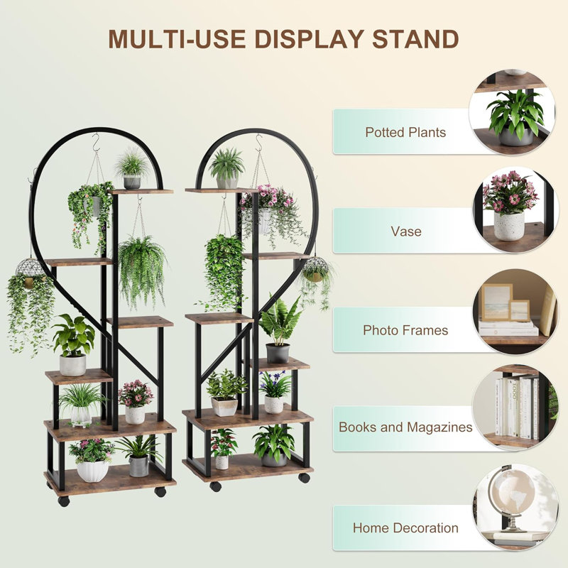 Ensemble de 2 supports pour plante à 6 niveaux