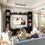 Media Centre With Electric Fireplace Heater-2062971269