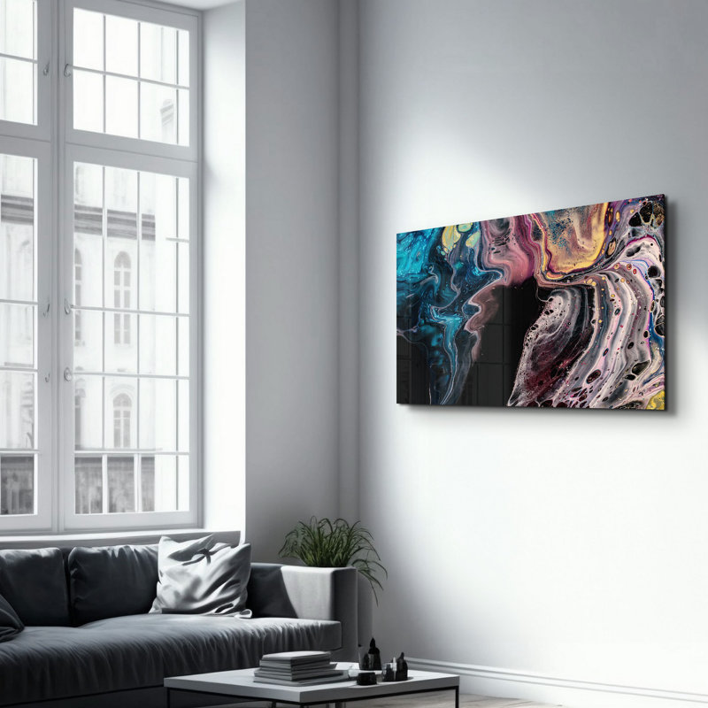Élégante peinture murale en verre trempé de 13,8 po x 21,7 po | 100% verre trempé, épaisseur: 0,16 pouce | Imprimé UV pour des couleurs éclatantes | Parfait pour la décoration intérieure, le salon et les espaces de bureau