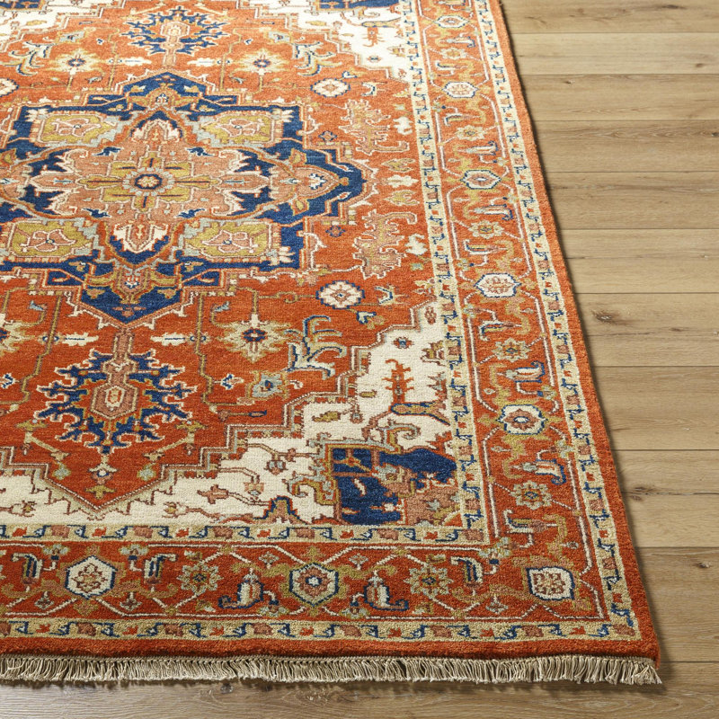 Zeus Hand Woven Wool Geometric Area Rug, Round 8'