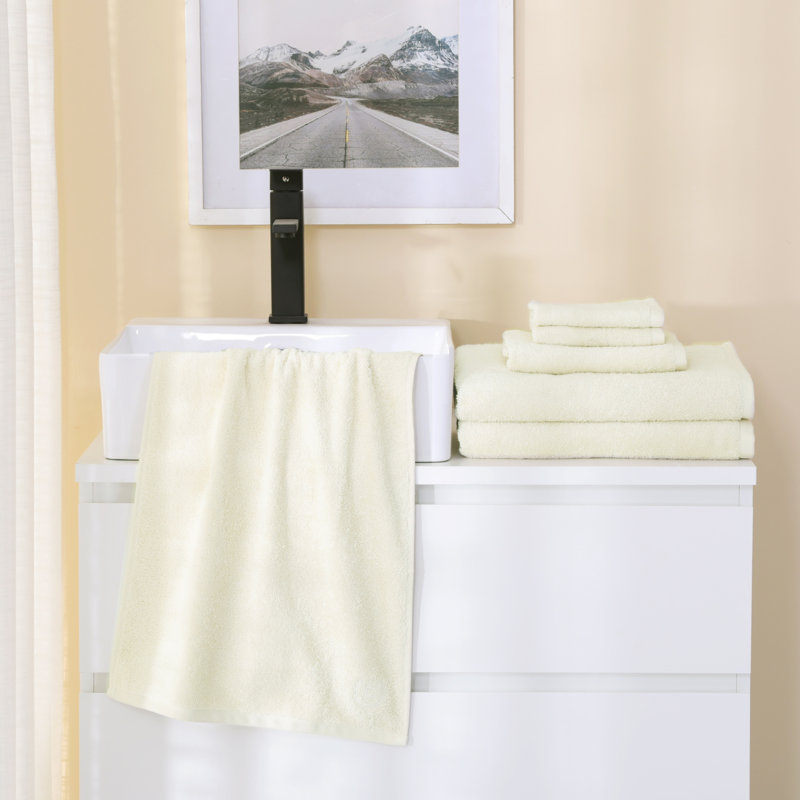 Ivory Cotton 6-Piece Bath Towel and Washcloth Set