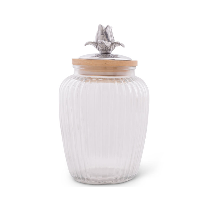Magnolia Glass Jar, 9.5" H x 6" W x 6" D