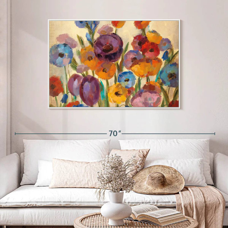 Garden Hues I, Cadre flottant blanc, 46 po x 31 po
