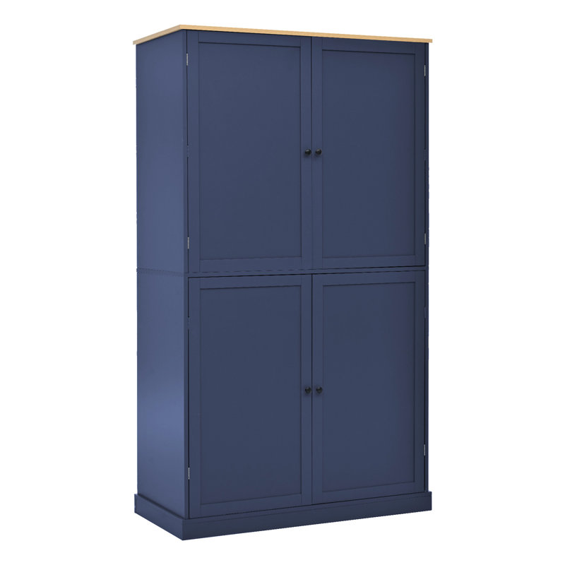Garde-manger bleu avec 2 tiroirs, tablettes réglables et 8 portes pour le rangement dans la salle à manger