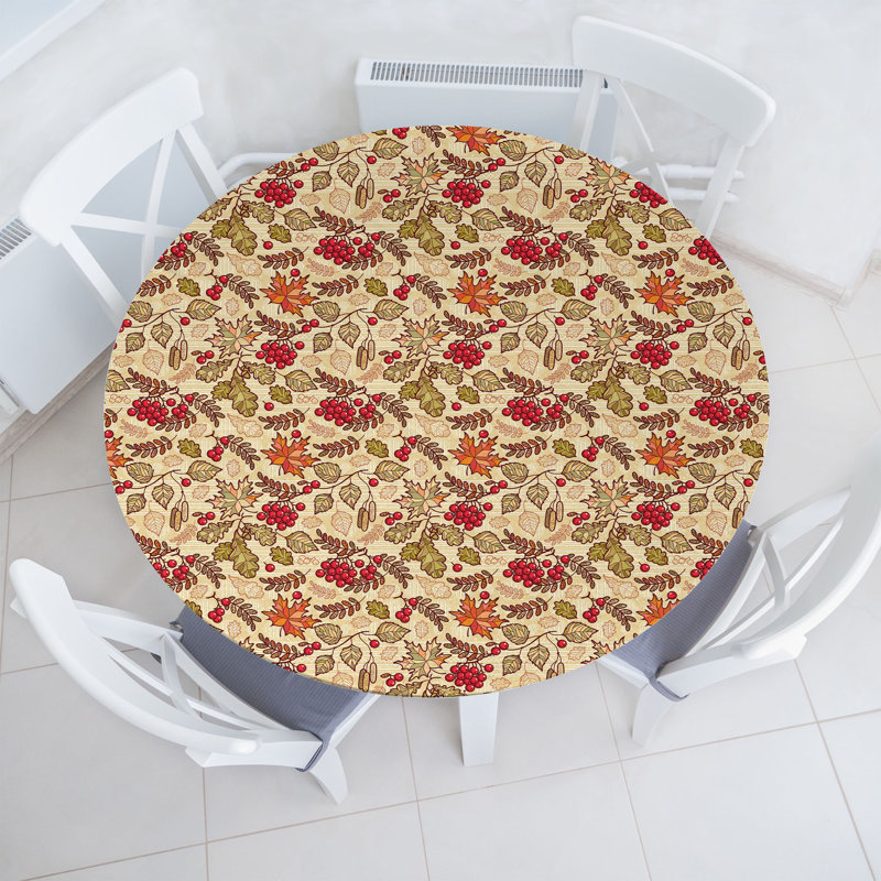 Ebern Designs Rowan Fitted Round Tablecloth Multicolor, 51.97" Round