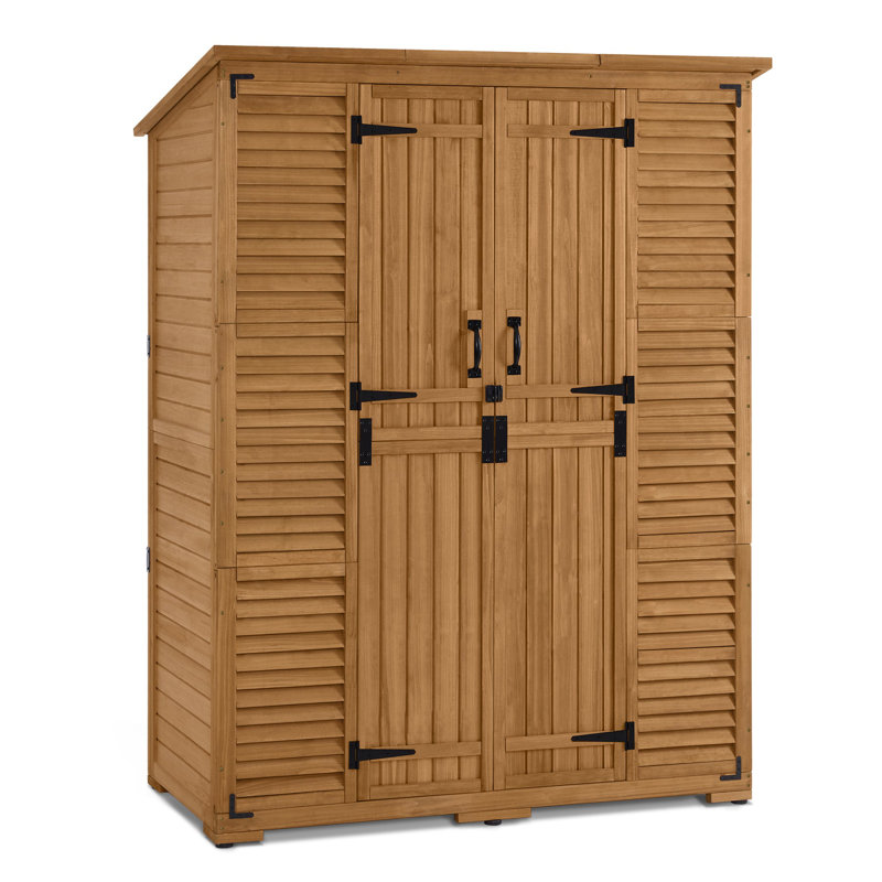 5 ft. W x 2 ft. D Outdoor Storage Shed with Double Lockable Doors and Waterproof Asphalt Roof, Yellow