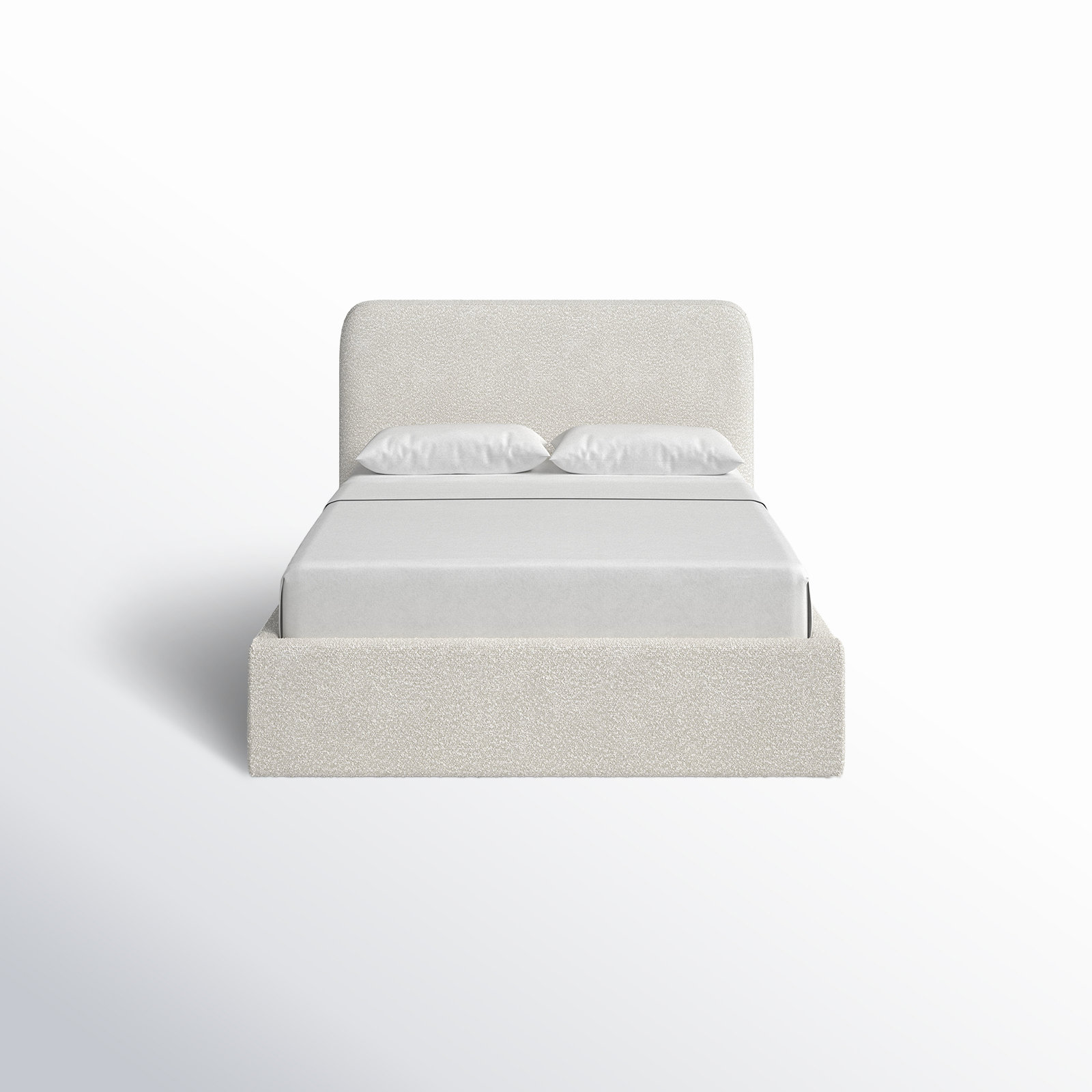 Bailee Platform Bed, Queen, White Boucle