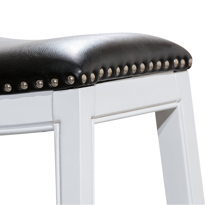 Elowen Bar Stool, White/Black, Bar Stool (30” Seat Height)