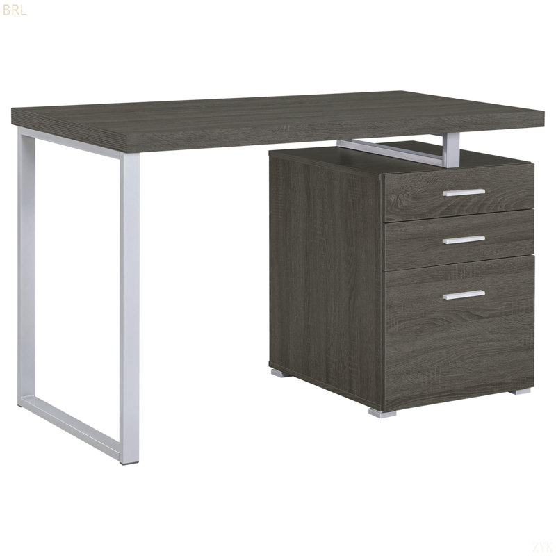 3-Drawer Reversible Office Desk, Gray