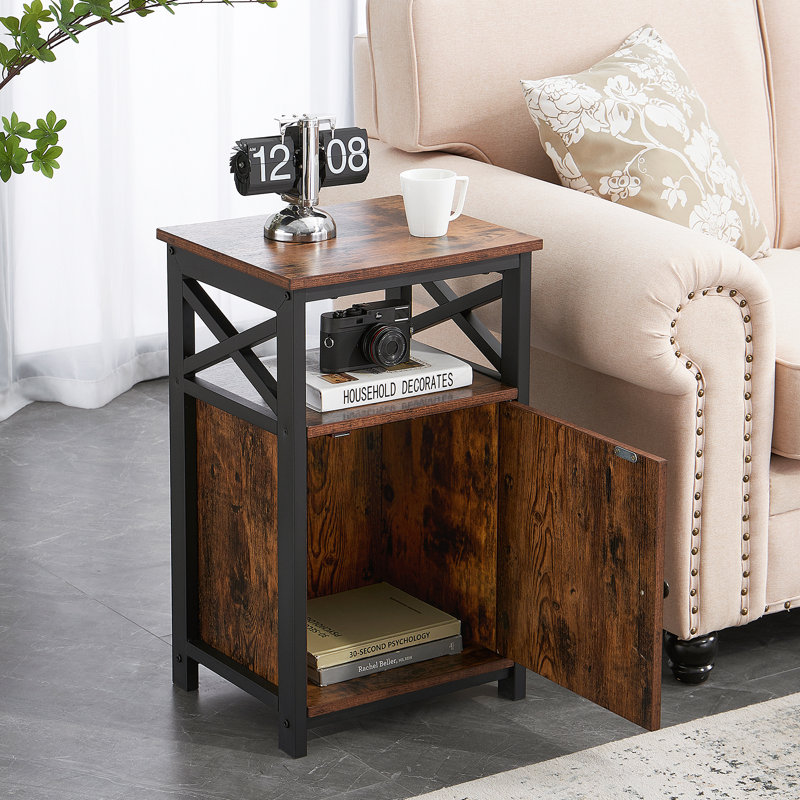 Table de chevet en fer Blevens, Brun, Individual
