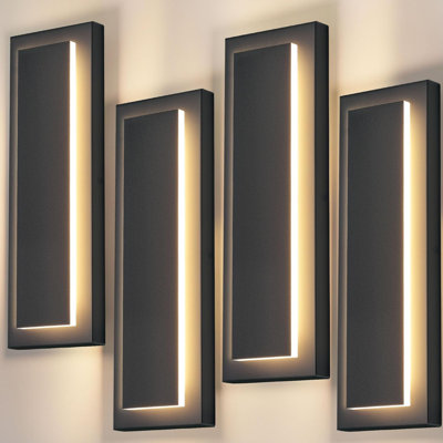 4 Packs Modern Exterior Lighting Fixtures, Black LED Outdoor Porch Wall Light