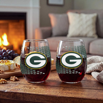 NFL Officially Licenced Stemless Wine Glass Set, 17oz, Set of 2