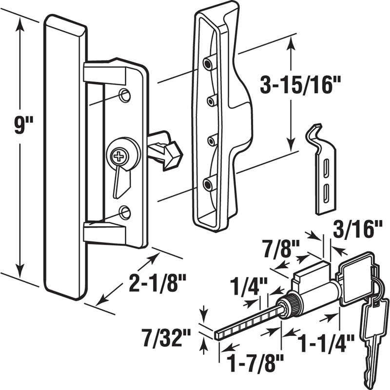 Gray Diecast Patio Door Handle Set with Wood Handle