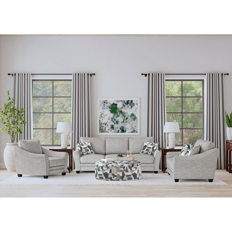 3-piece Boucle Upholstered Sofa Set Light Grey