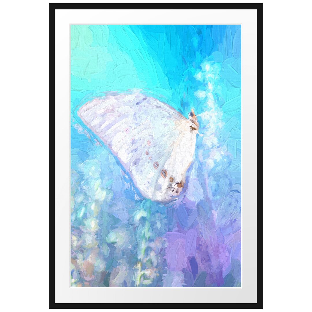 Gerahmtes Poster Schmetterling auf Blütenknospen