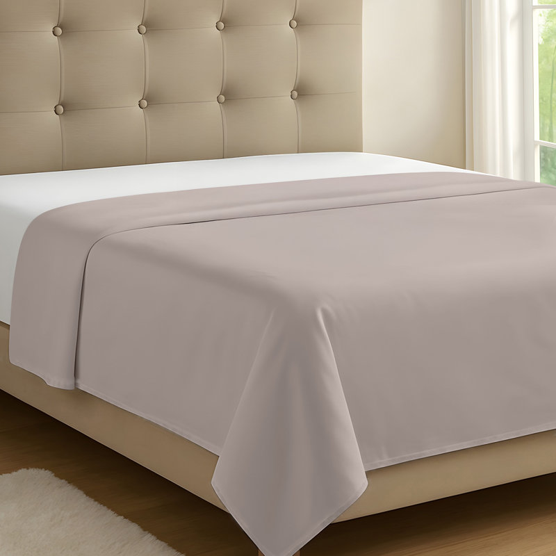 100% Organic Viscose From Bamboo Flat Sheet Only, 300 Thread Count, Extra Wide, Cooling & Breathable, Double Stitching, Bedding Sheet - Gift-Ready Packaging (Gray Mist)