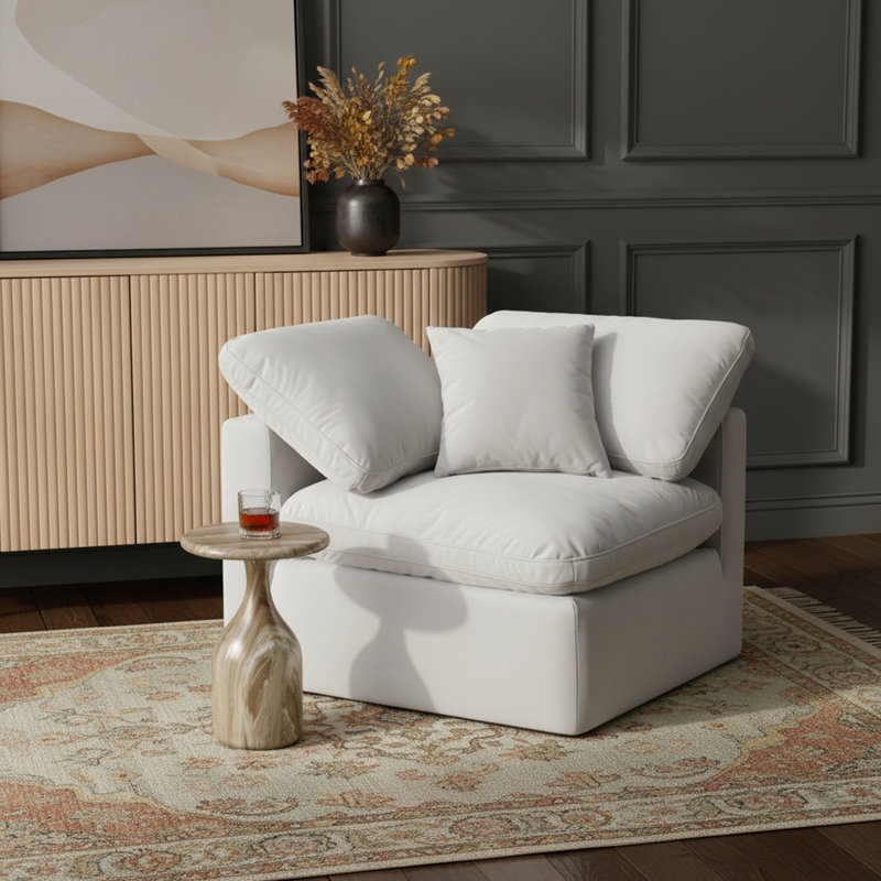 Fauteuil Musheerah, Velours crème