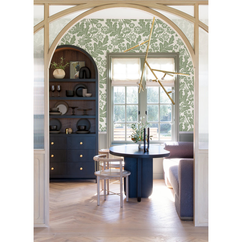 Floral Metallic Wallpaper Double Roll, Blue