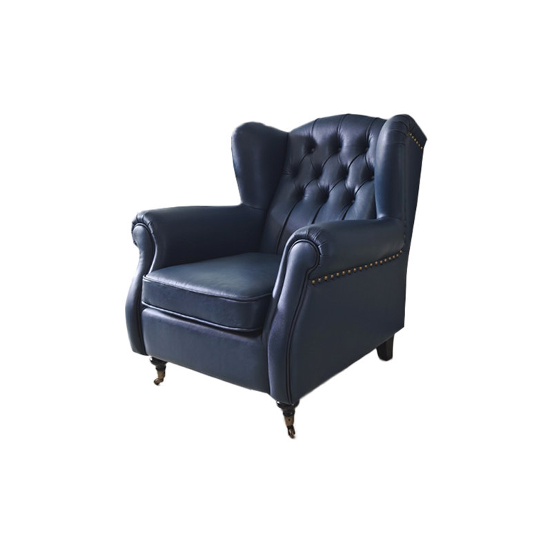 Tamerlan Upholstered Accent Chair, Blue Faux Leather