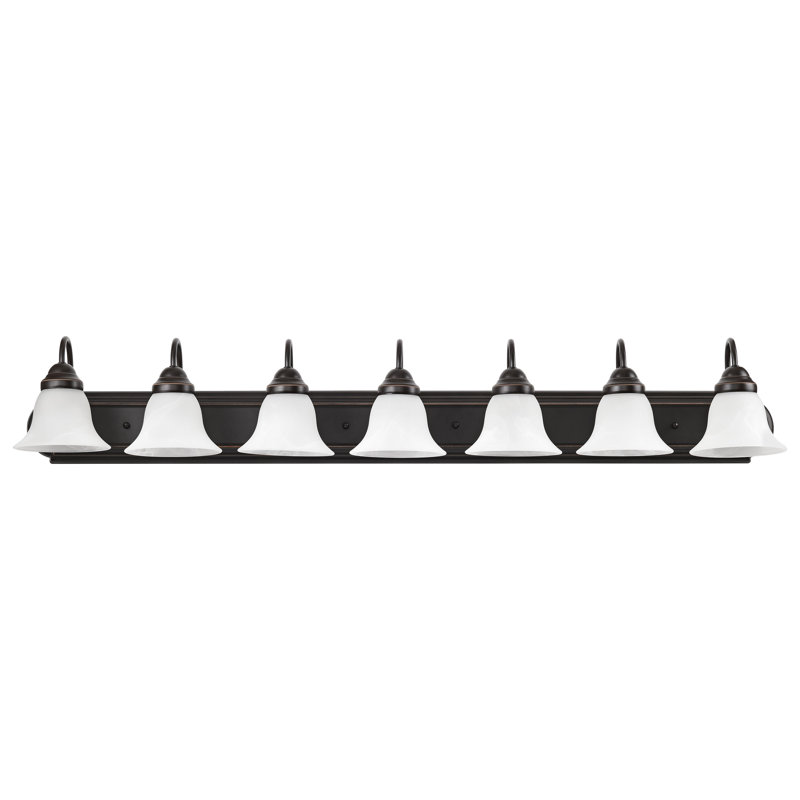 Éclairage de salle de bain à intensité variable 7 lumières Turcotte, 100 W (non incluse), Albâtre, Bronze vieilli